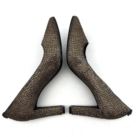 Michael Kors ABBI FLEX Bronze Glitter Rhinestone Block Pump Heels Women's 10M - Picture 14 of 16